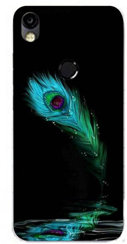 Golden Mask Back Cover for Sky Hawk Back Cover For Tecno Camon I Air Black Background With Peacock Feather  (Multicolor, Waterproof, Silicon, Pack of: 1)
