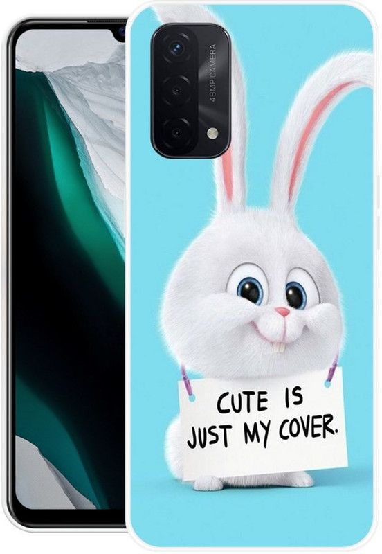 RJ14 (Online) Back Cover for OPPO A74 5G  (Blue, White, Grip Case, Silicon)