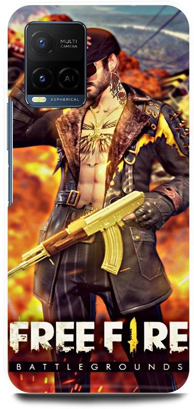 play fast Back Cover for Vivo Y33s, V2109 GERENA, FREEFIRE, GUEGO, GUN, METAL  (Yellow, Hard Case, Pack of: 1)