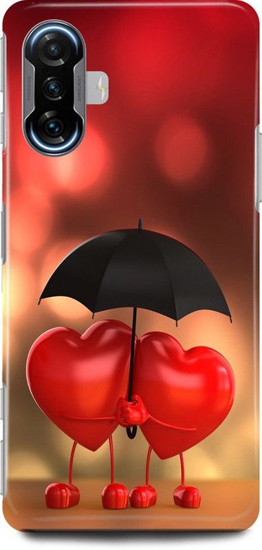 play fast Back Cover for POCO F3 GT HEART, UMBRELLA, LOVE, COUPLE  (Red, Hard Case, Pack of: 1)