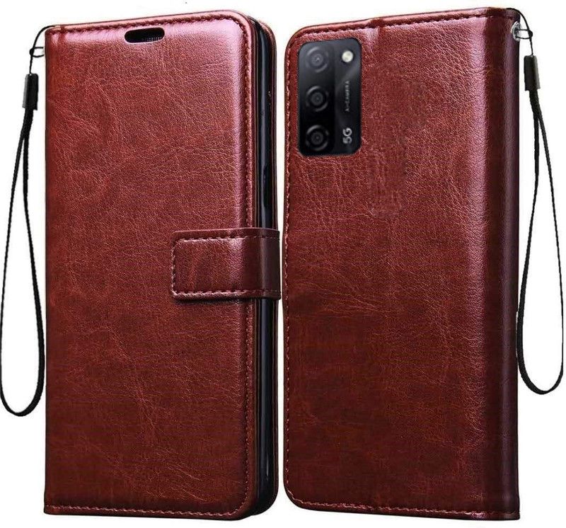 Tingtong Flip Cover for Oppo A53s 5G, Oppo A16 4G  (Brown)