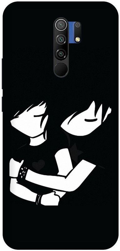 DIKRO Back Cover for POCO M2, MZB9921IN, COUPLE, LOVE, HUGG, BLACK, SHADE  (Black, Hard Case, Pack of: 1)