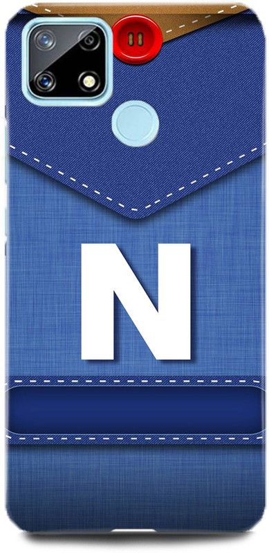 FUGGA Back Cover for Realme Narzo 20, N, LETTER, ALPHABET, BLUE, JEANS, PATTERN, N, NAME  (Multicolor, Hard Case, Pack of: 1)