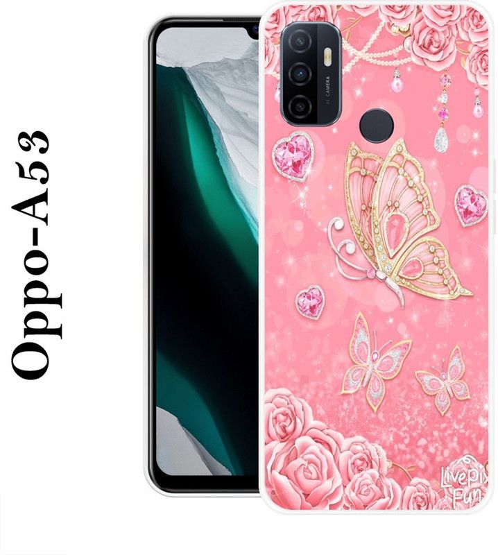 INDIALAND Back Cover for Oppo A53  (Pink, Grip Case, Silicon)