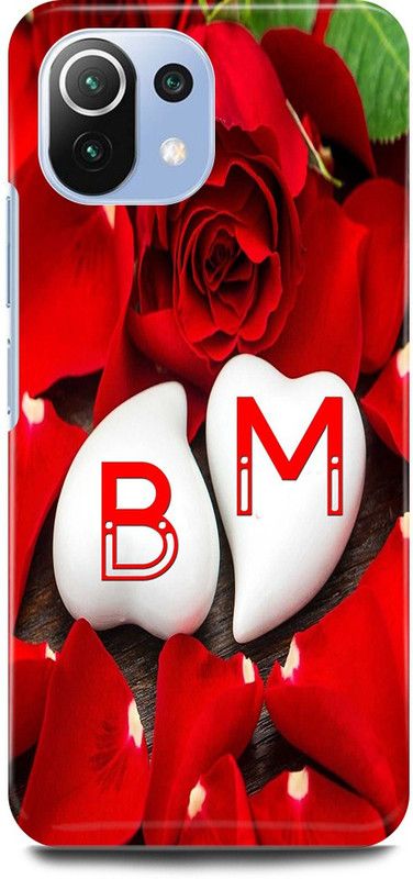 JUGGA Back Cover for Xiaomi 11Lite NE, B LOVES M NAME,B NAME, M LETTER, ALPHABET,B LOVE M NAME  (Red, Hard Case, Pack of: 1)