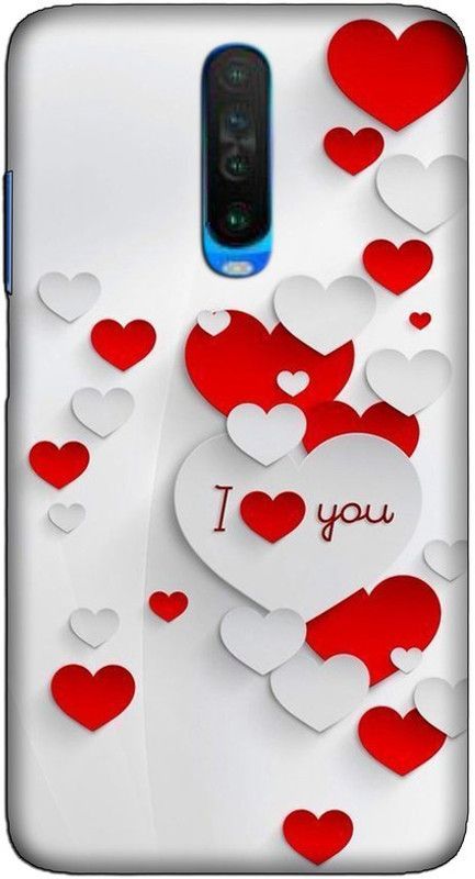 CROKIAN Back Cover for POCO X2 Red white heart Back Cover  (Multicolor, Hard Case, Pack of: 1)