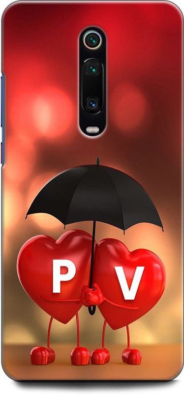 KEYCENT Back Cover for Redmi K20 P V, P LOVES V, NAME, LETTER, ALPHABET, PV LOVE, HART, BLUE  (Multicolor, Shock Proof, Pack of: 1)