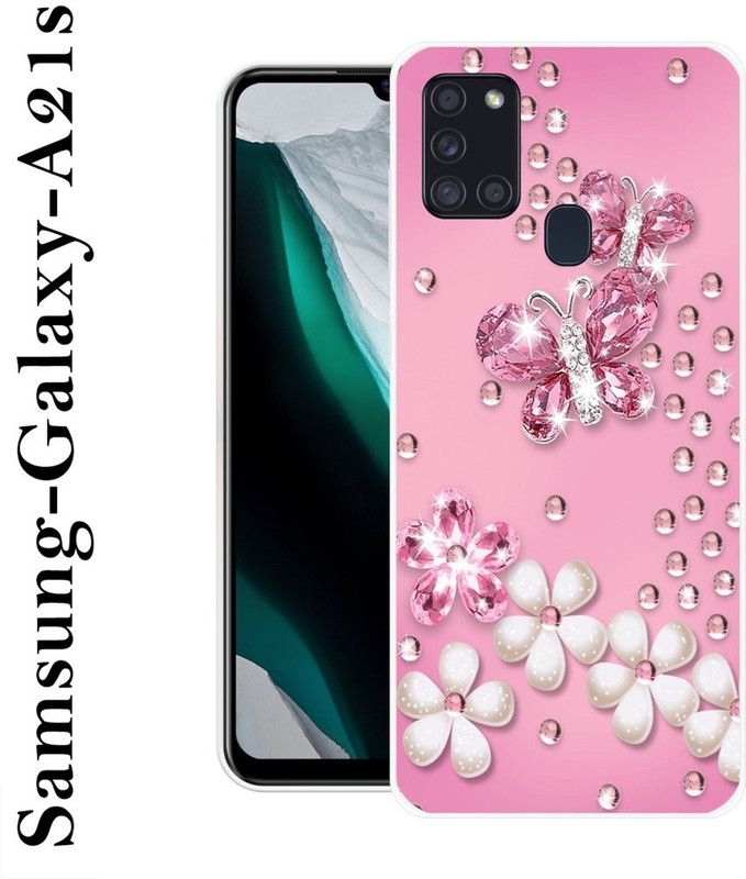 PALWALE BALAJI Back Cover for Samsung Galaxy A21s  (Pink, White, Grip Case, Silicon)