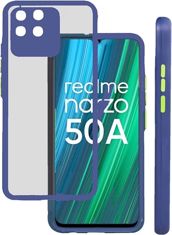 Datshop Back Cover for Realme Narzo 50A, Stylelish Smooth Rubberized Smoke Cover Bump Camera Protector  (Blue, Camera Bump Protector, Silicon, Pack of: 1)