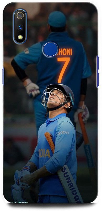 GRAFIQE Back Cover for Realme 3 Pro RMX1851 MS DHONI 7, MAHENDRA SINGH DHONI, DHONI, CRICKET, JERSEY  (Multicolor, Shock Proof, Pack of: 1)