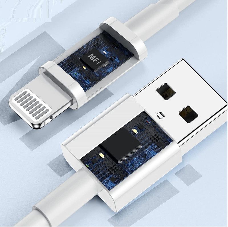 RHONNIUM Lightning Cable 1 m Lightning to USB Cable-Z1  (Compatible with Mobile, White, One Cable)