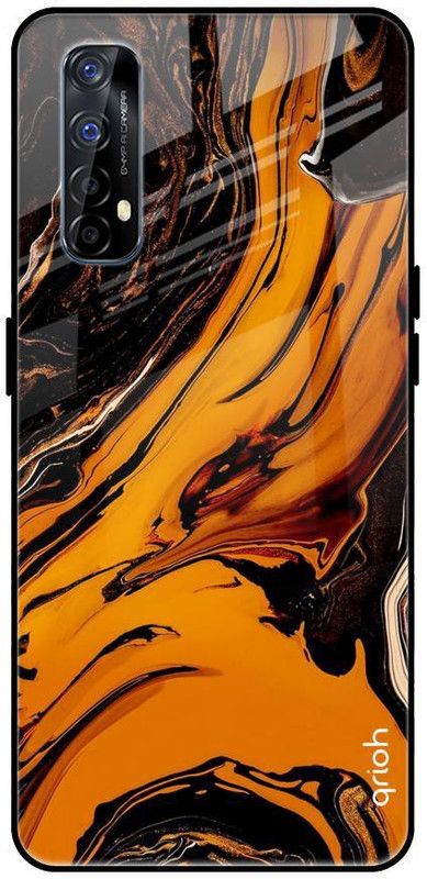 QRIOH Glass Back Cover for Realme Narzo 20 Pro  (Brown, Yellow, Grip Case, Silicon, Pack of: 1)