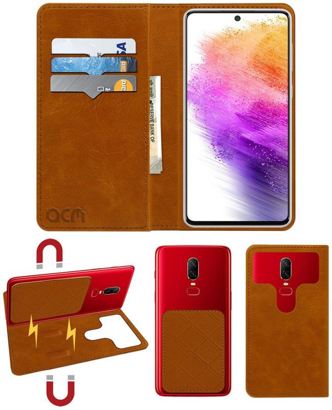 ACM Flip Cover for Samsung Galaxy A73  (Gold, Cases with Holder, Pack of: 1)