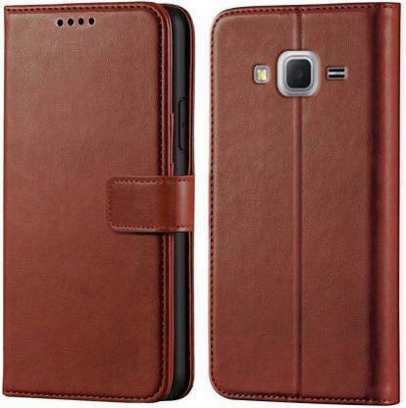 Luxury Counter Flip Cover for Samsung Galax J2 Ace Premium Quality |Dual Stiched |Complete Protection| Back Cover  (Brown, Dual Protection)