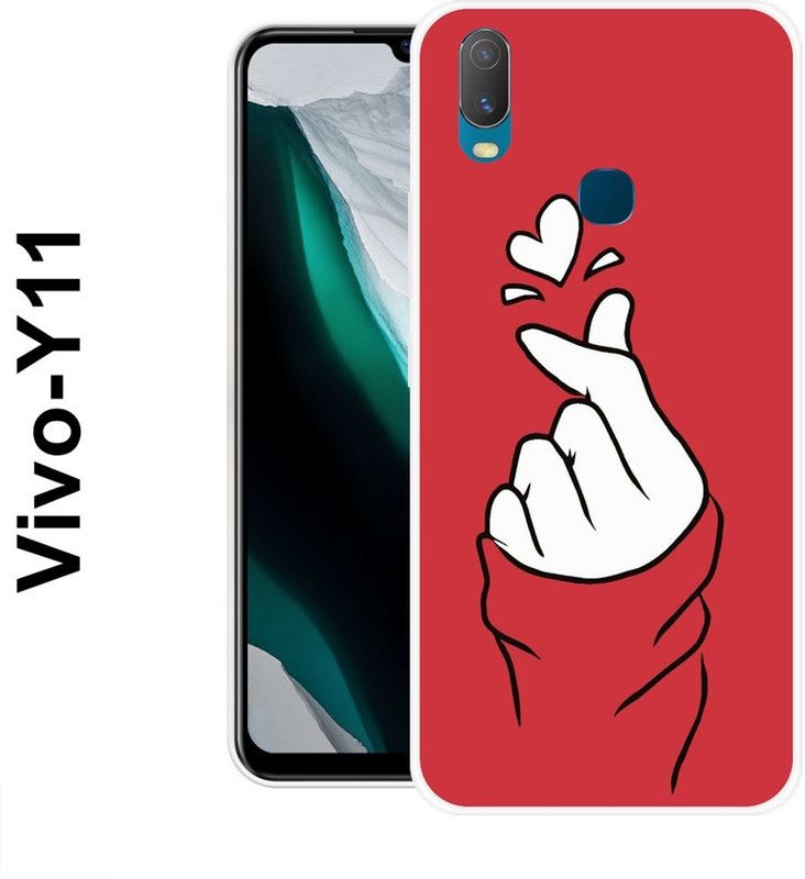 BAGRA Back Cover for Vivo Y11  (Red, White, Grip Case, Silicon)