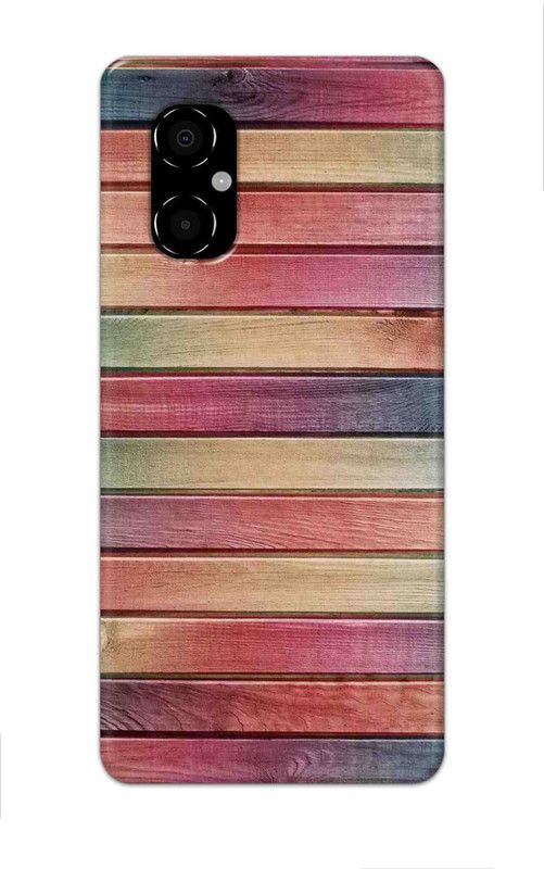 NDCOM Back Cover for POCO M4 5G Wooden Stripes Printed  (Multicolor, Hard Case, Pack of: 1)
