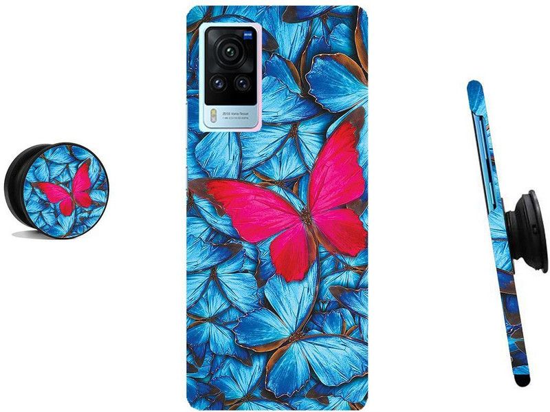 ZAPPY Back Cover for Vivo X60 Pro  (Blue, Pink, Cases with Holder)