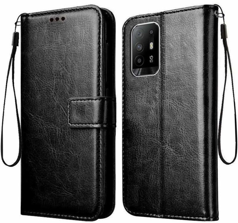 Frazil Flip Cover for Oppo F19 Pro+ Plus 5G  (Black, Cases with Holder)