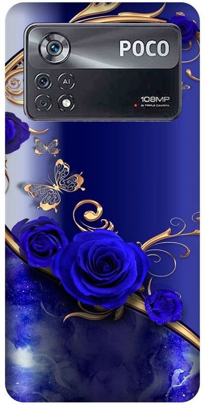 play fast Back Cover for POCO X4 Pro 5G, GOLD, BLUE, HEART, FLOWER  (Blue, Hard Case, Pack of: 1)