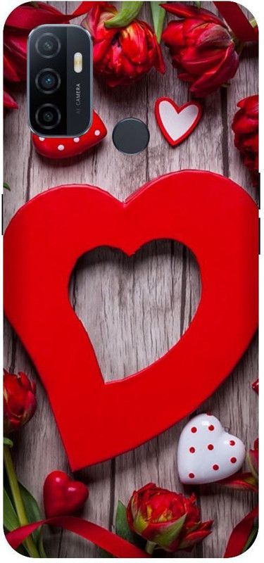 UMPRINT Back Cover for Oppo A33/Oppo CPH2137 Red Design Love Heart Printed Back Cover  (Multicolor, Hard Case, Pack of: 1)