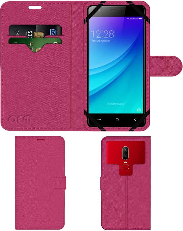 ACM Flip Cover for Lephone W7r  (Pink, Cases with Holder, Pack of: 1)