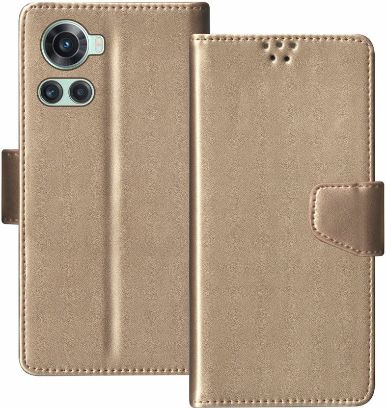 SBMS Flip Cover for OnePlus 10R 5G  (Gold, Shock Proof, Pack of: 1)