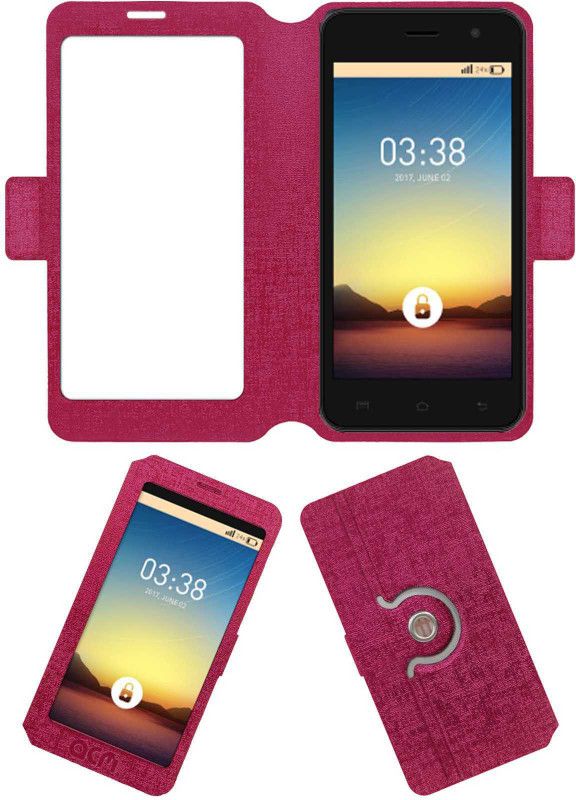 ACM Flip Cover for Ziox Astra Champ Plus 4g  (Pink, Cases with Holder, Pack of: 1)