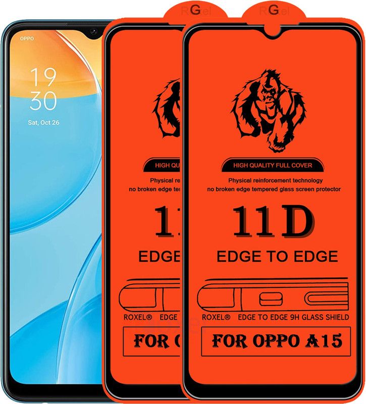 Roxel Edge To Edge Tempered Glass for Oppo A15  (Pack of 2)