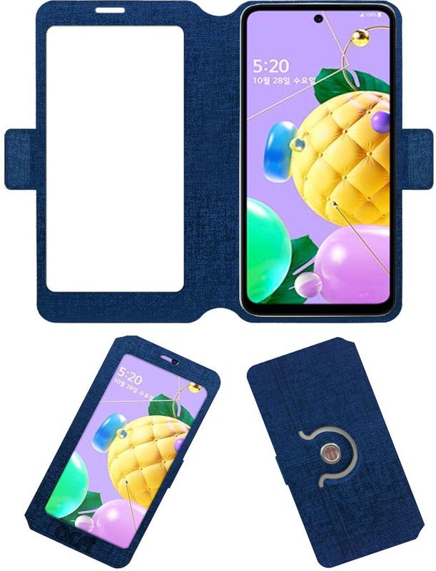 ACM Flip Cover for Lg Q52  (Blue, Cases with Holder)