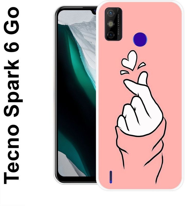 REALKING Back Cover for Tecno Spark 6 Go, Tecno Spark Go 2021  (Pink, White, Grip Case, Silicon)