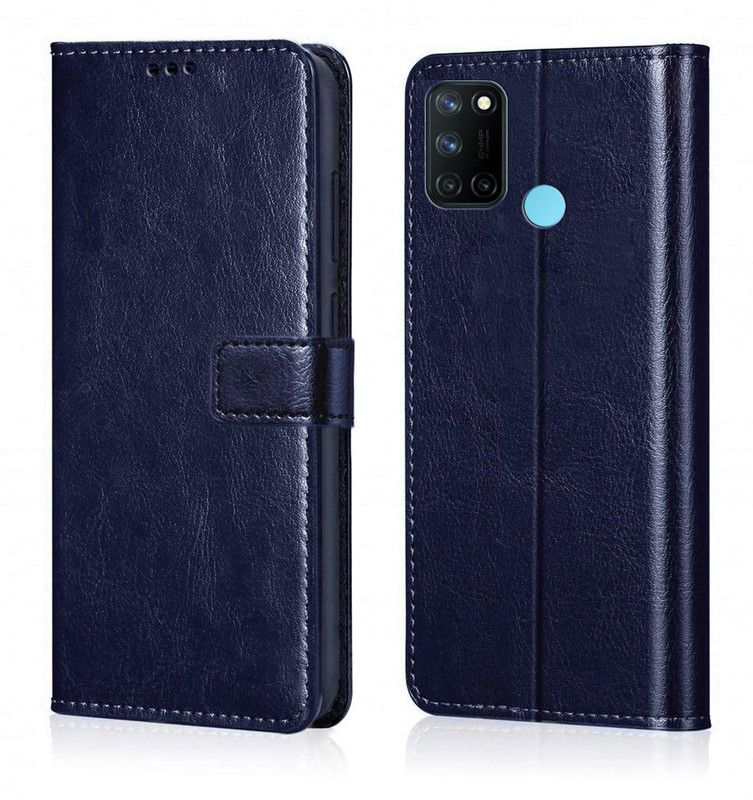Nuvak Flip Cover for Realme 7i  (Blue, Magnetic Case, Pack of: 1)