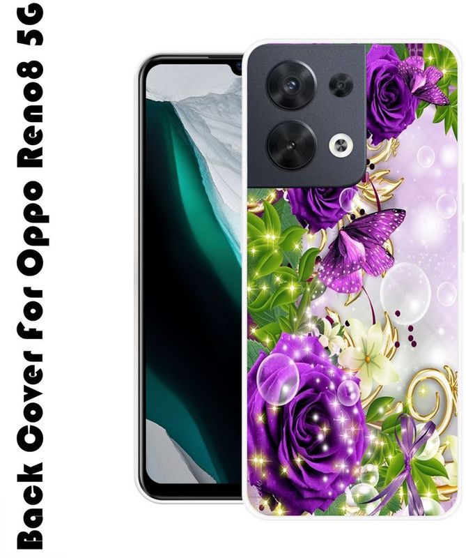 INDIALAND Back Cover for Oppo Reno8 5G  (Purple, Green, Silicon, Pack of: 1)