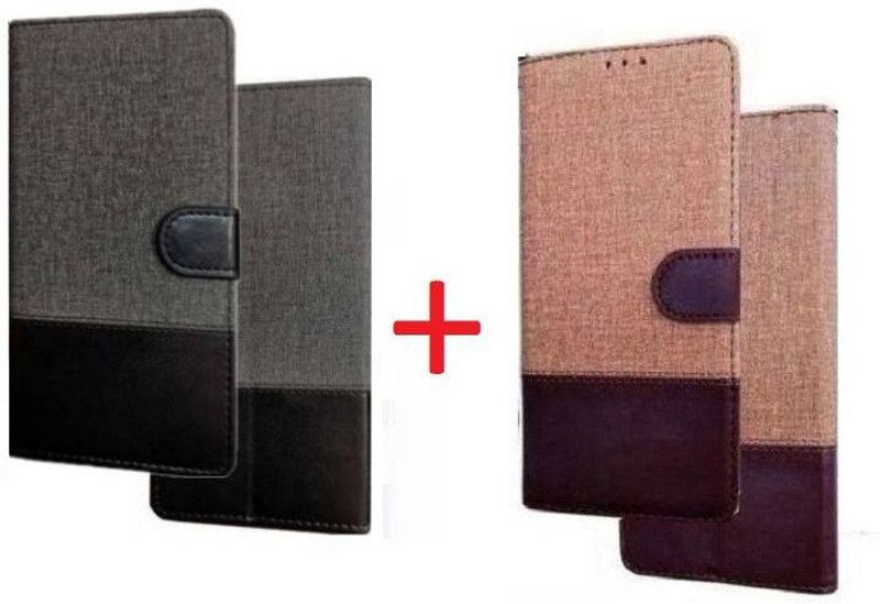 RidivishN Flip Cover for Realme C33  (Brown, Black, Dual Protection, Pack of: 2)