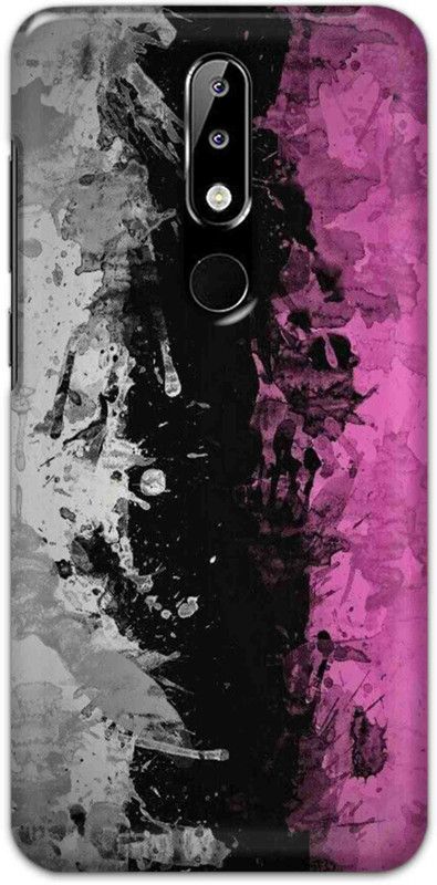 NDCOM Back Cover for Nokia 5.1 Plus Pink Black Pattern Printed  (Multicolor, Hard Case, Pack of: 1)
