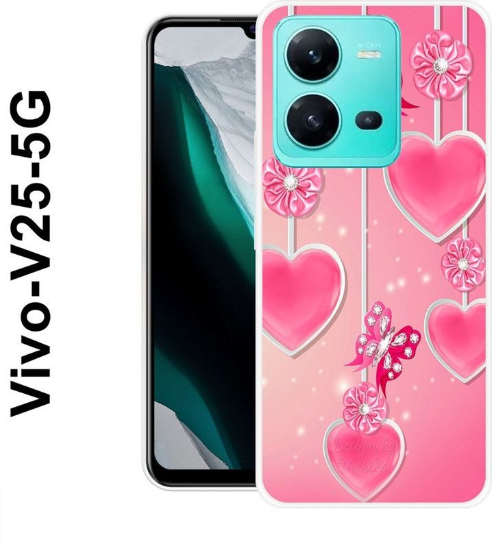 BAGRA Back Cover for Vivo V25 5G  (Pink, White, Silicon)