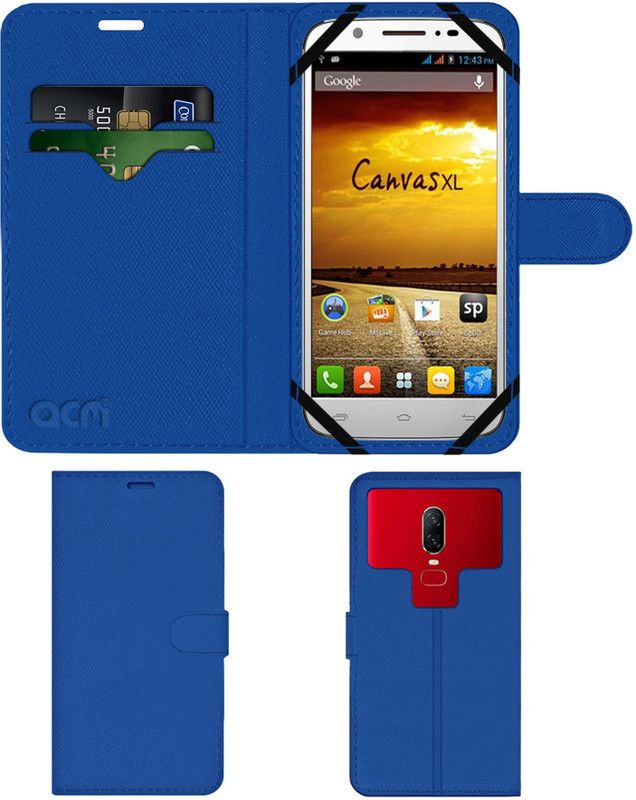 ACM Wallet Case Cover for Micromax Superfone Canvas Xl A119  (Blue, Pack of: 1)
