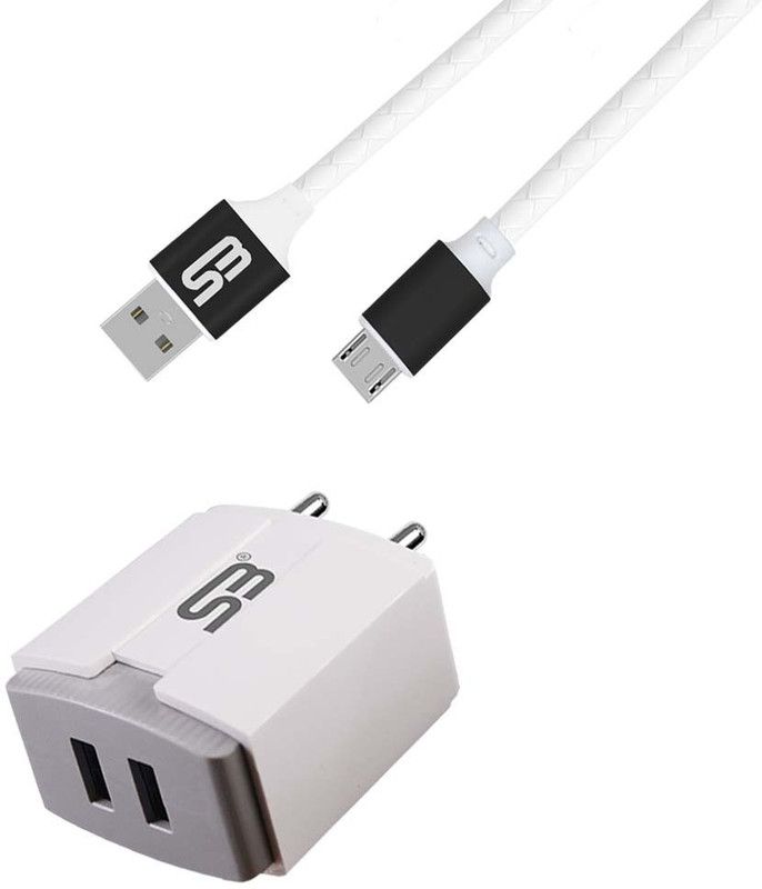 SB 12 W NA 3.4 A Multiport Mobile Dual USB Mobile Charger|Sync & Data Transfer High Speed Data Cable COLBA44501 Charger with Detachable Cable  (White, Cable Included)