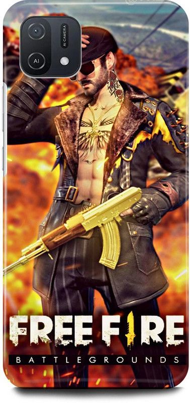 FRONK Back Cover for OPPO A16E, CPH2421, GERENA, FREEFIRE, GUEGO, GUN, METAL  (Yellow, Hard Case, Pack of: 1)
