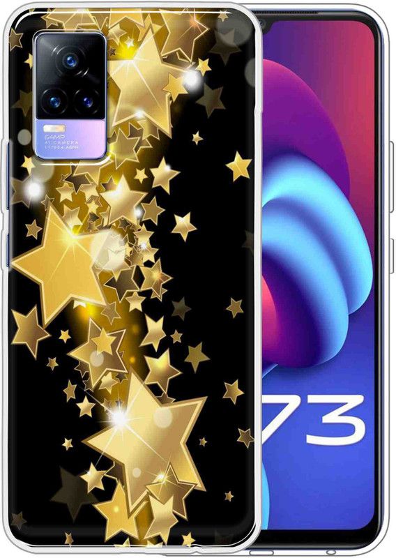 Vascase Back Cover for Vivo Y73  (Black, Gold, Dual Protection, Silicon)