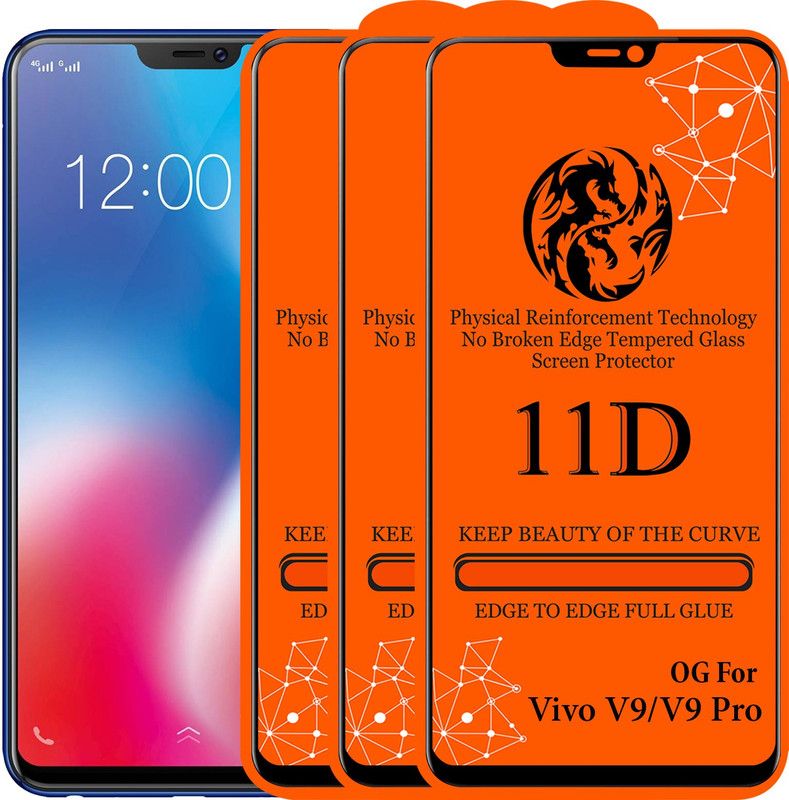 Ascensify Edge To Edge Tempered Glass for Vivo V9  (Pack of 3)
