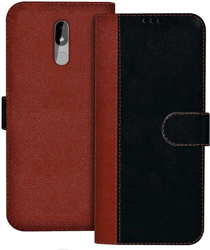 Kridha Flip Cover for Nokia 3.2 flip cover | TA-1156 flip cover | TA-1159, TA-1164 | Black, Brown Design  (Black, Magnetic Case)