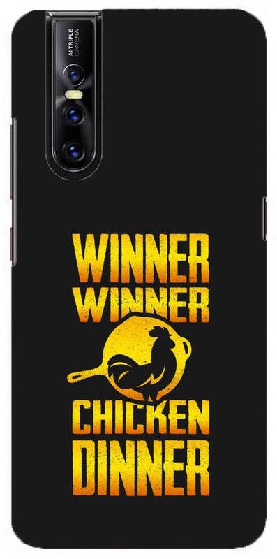 NDCOM Back Cover for Vivo V15 Pro Winner Winner Chicken Dinner PUBG Game Quote Printed  (Multicolor, Hard Case, Pack of: 1)