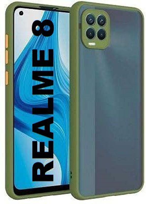 MobiLooks Back Cover for Realme 8, Smoke Translucent Shock Proof Smooth Rubberized Matte Hard Back Case Cover  (Green, Dual Protection, Pack of: 1)