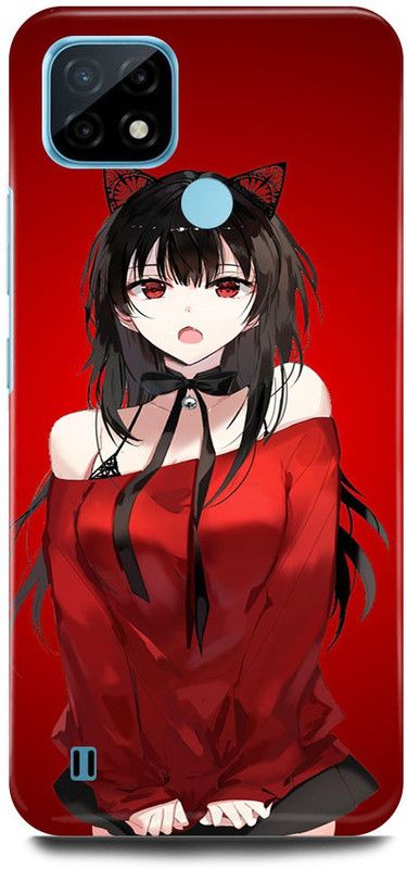 FRONK Back Cover for Realme C21Y, RMX3261, GIRL, CUTE, RED, GIRL, LOVELY, GIRL, ANIME, LOVE  (Red, Hard Case, Pack of: 1)