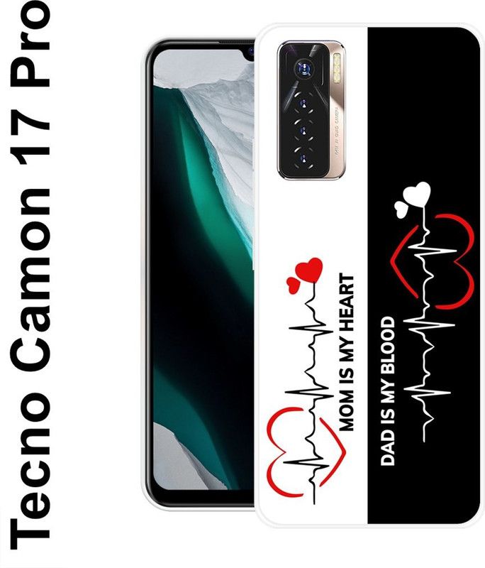 INDIALAND Back Cover for Tecno Camon 17 Pro  (Black, White, Silicon)