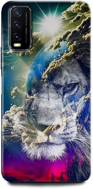 INDICRAFT Back Cover for Vivo Y12G, V2068 LION, GALAXY, SPACE, EARTH, ABSTRACT, TEXTURE, COLORFUL  (Multicolor, Dual Protection, Pack of: 1)
