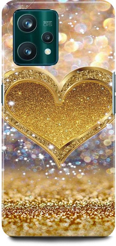 play fast Back Cover for OPPO A76, CPH2375 GOLDEN, SPARKLE, HEART, DIL  (Gold, Hard Case)