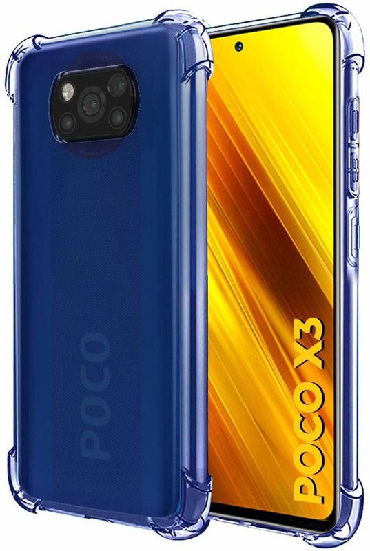 VISHRN Back Cover for Redmi Poco X3, Redmi Poco X3 Pro  (Transparent, Grip Case, Silicon, Pack of: 1)