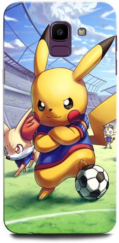 ORBIQE Back Cover for SAMSUNG Galaxy On6 SM-J600GZKFINS PIKACHU, POKEMON, GAME, CARTOON, PIKACHU FOOTBALL  (Multicolor, Hard Case, Pack of: 1)