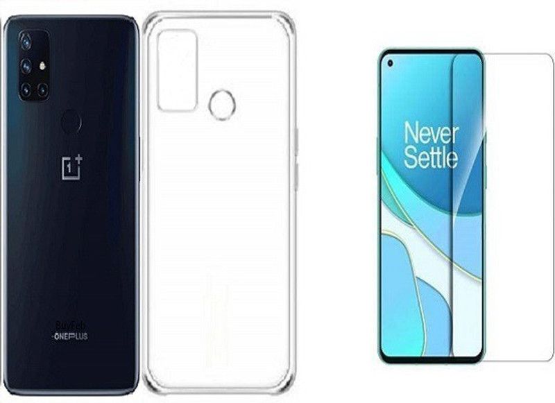 NIMMIKA ENTERPRISES Back Cover for ONEPLUS NORD N10 BACK COVER & TEMPERED GLASS  (Transparent, Shock Proof, Pack of: 1)